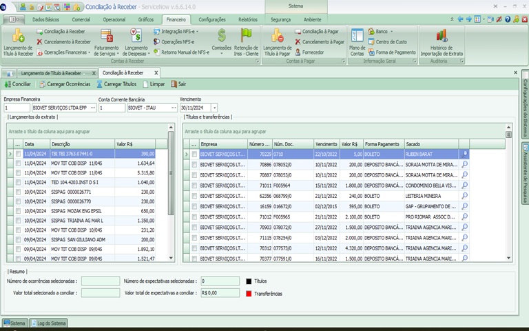 Conciliação Financeira
