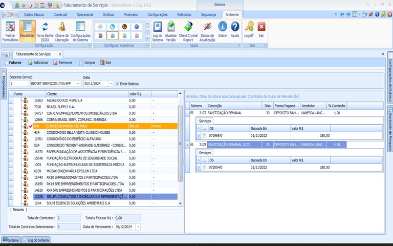 Faturamento de Serviços